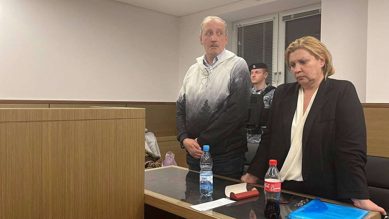 Sergei Sokolov, the editor of independent newspaper Novaya Gazeta, attends a court hearing in Moscow