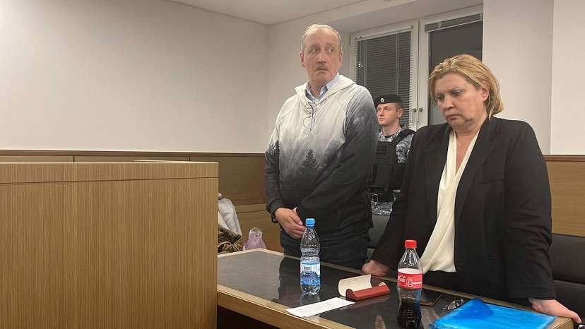 Sergei Sokolov, the editor of independent newspaper Novaya Gazeta, attends a court hearing in Moscow