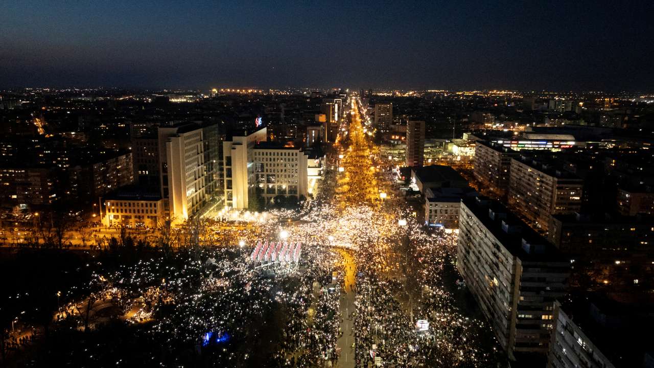 Anti government protest over the fatal railway station roof collapse in Novi Sad