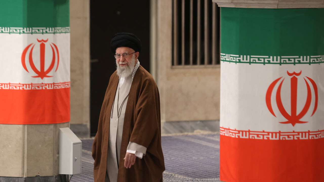 Iran's Supreme Leader Ayatollah Ali Khamenei votes during runoff parliamentary election, in Tehran