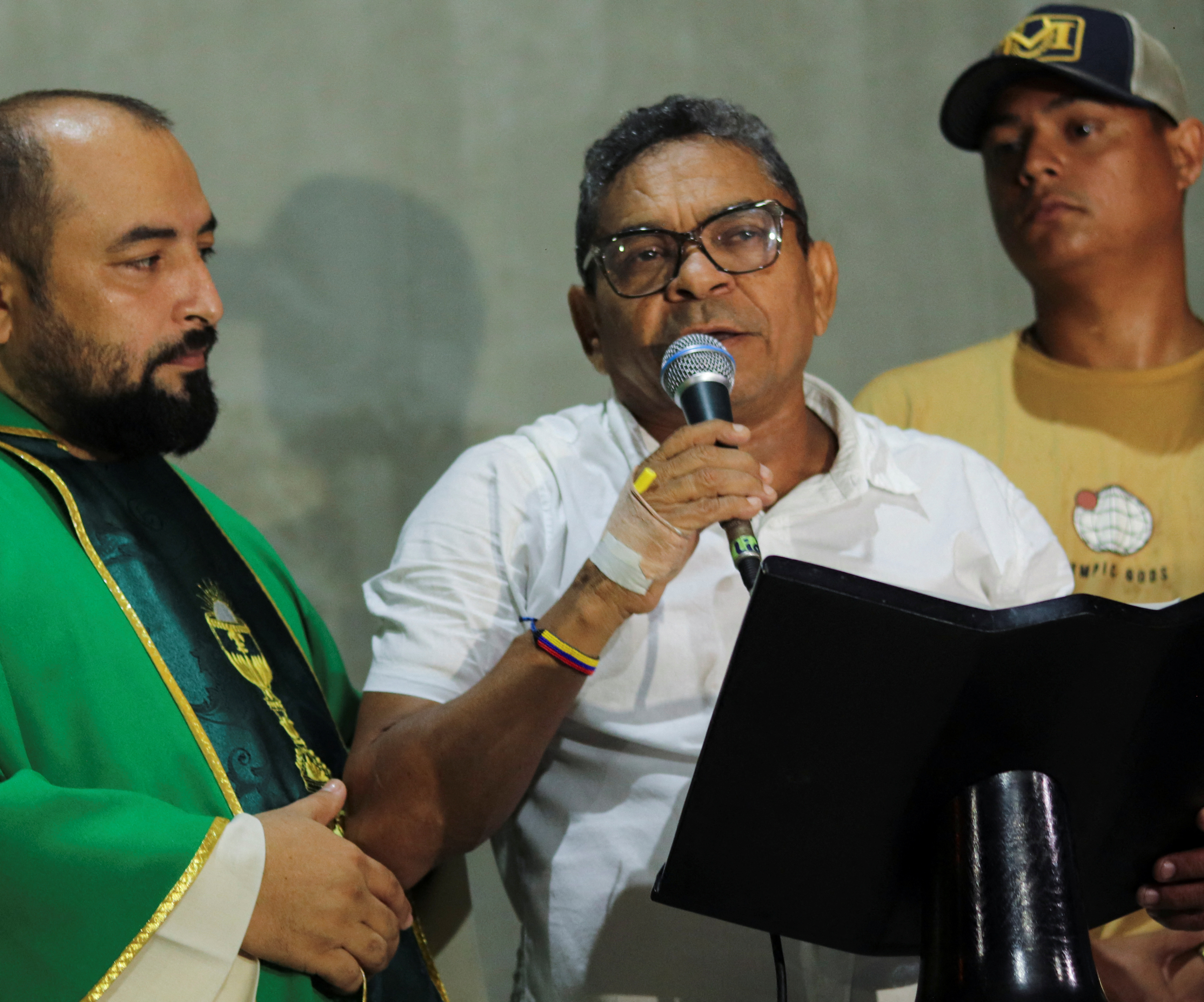Luis Manuel Diaz, father of Liverpool player Luis Diaz, attends a mass of thanksgiving, in Barrancas