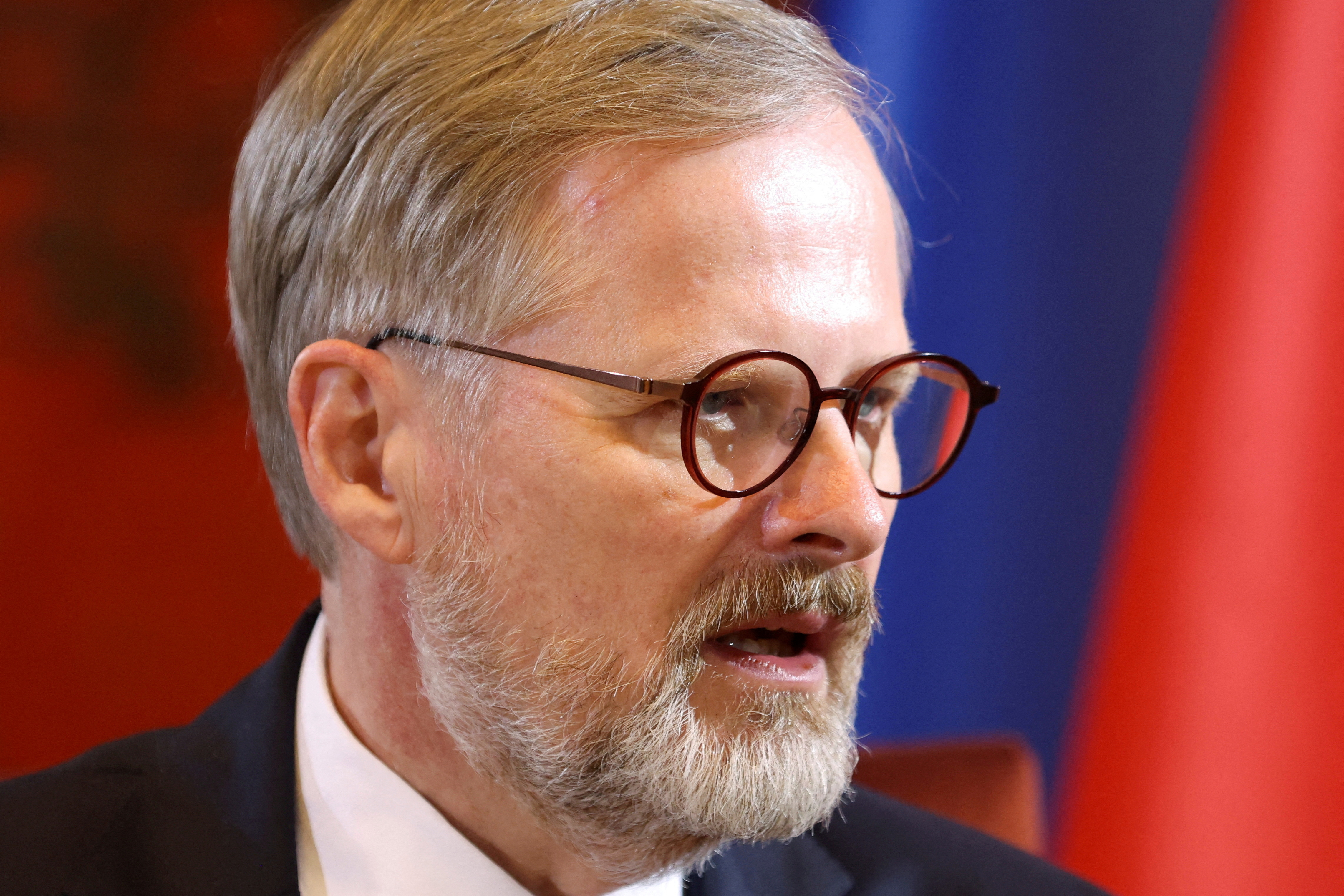 FILE PHOTO: Czech Prime Minister Petr Fiala attends a meeting in Belgrade