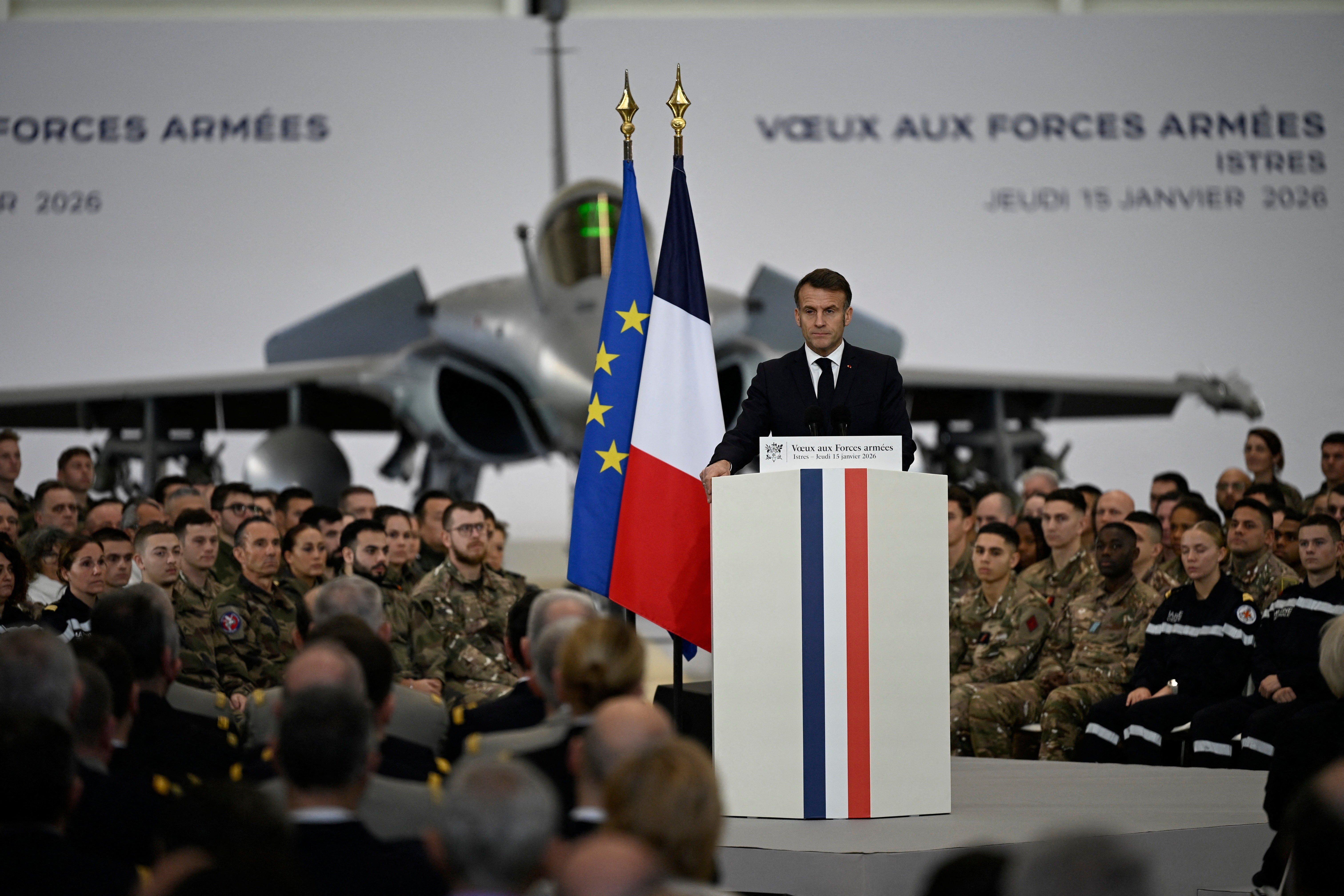 French President Emmanuel Macron visits the Istres military air force base