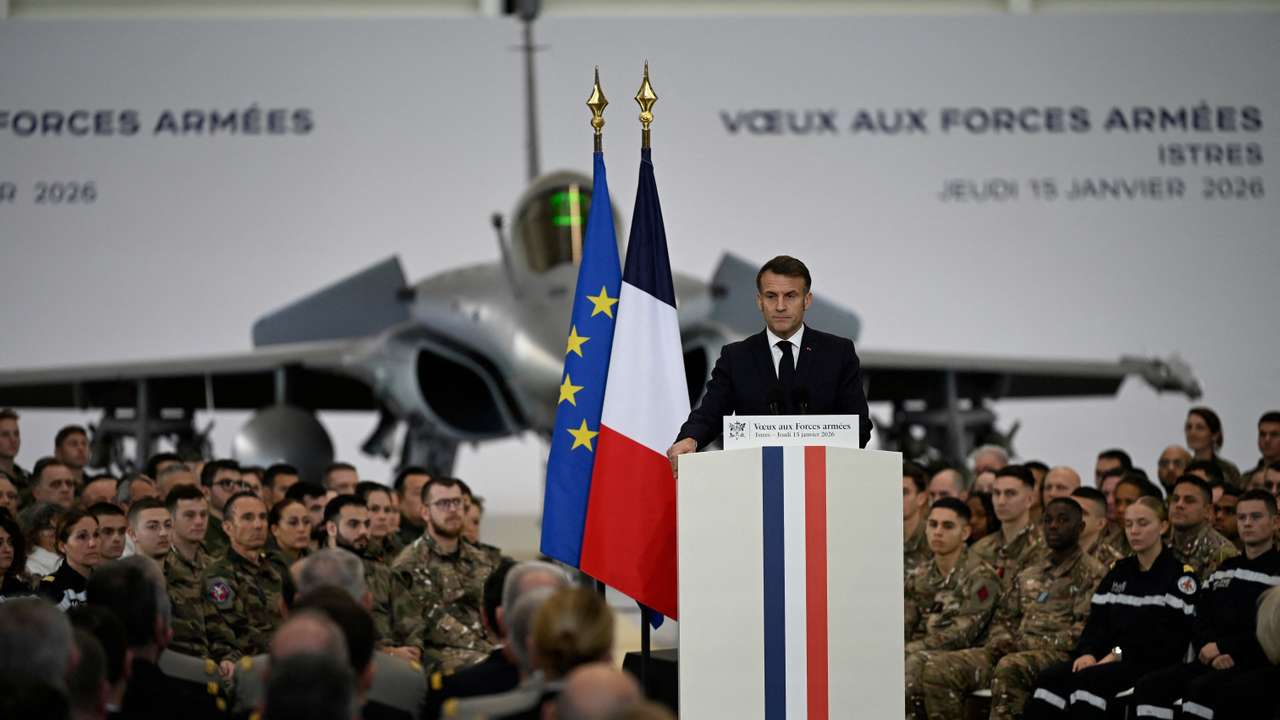French President Emmanuel Macron visits the Istres military air force base