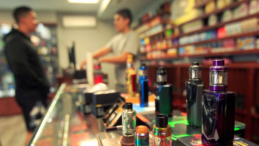 E-cigarette products are displayed at a store in Ciudad Juarez