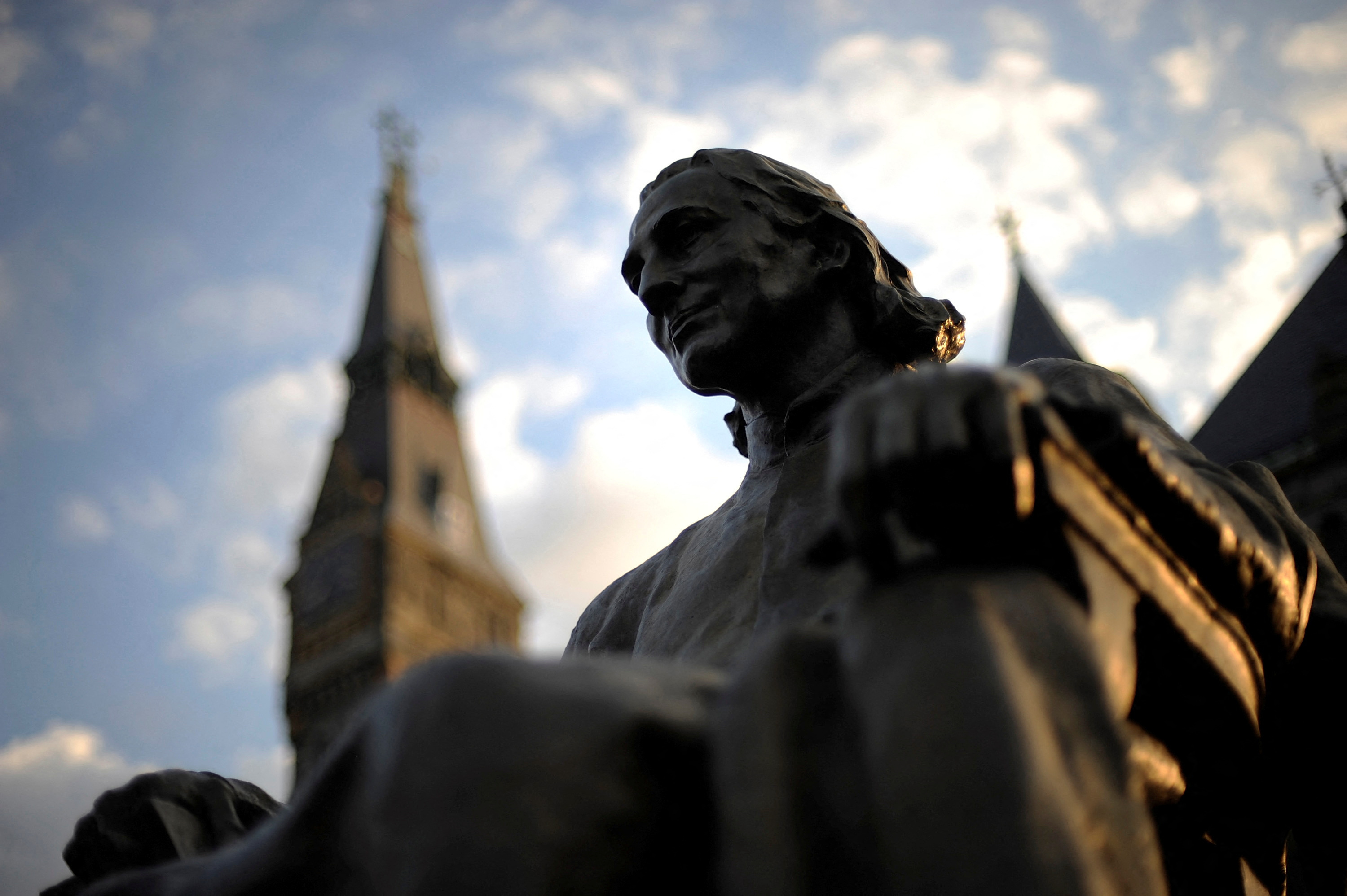 FILE PHOTO: Statue of Georgetown University founder Carroll sits on the Georgetown campus in Washington