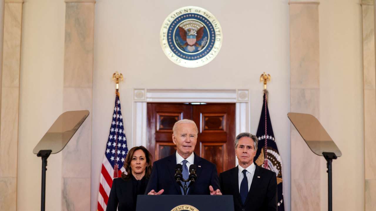 U.S. President Joe Biden delivers remarks on a Gaza ceasefire deal at the White House in Washington
