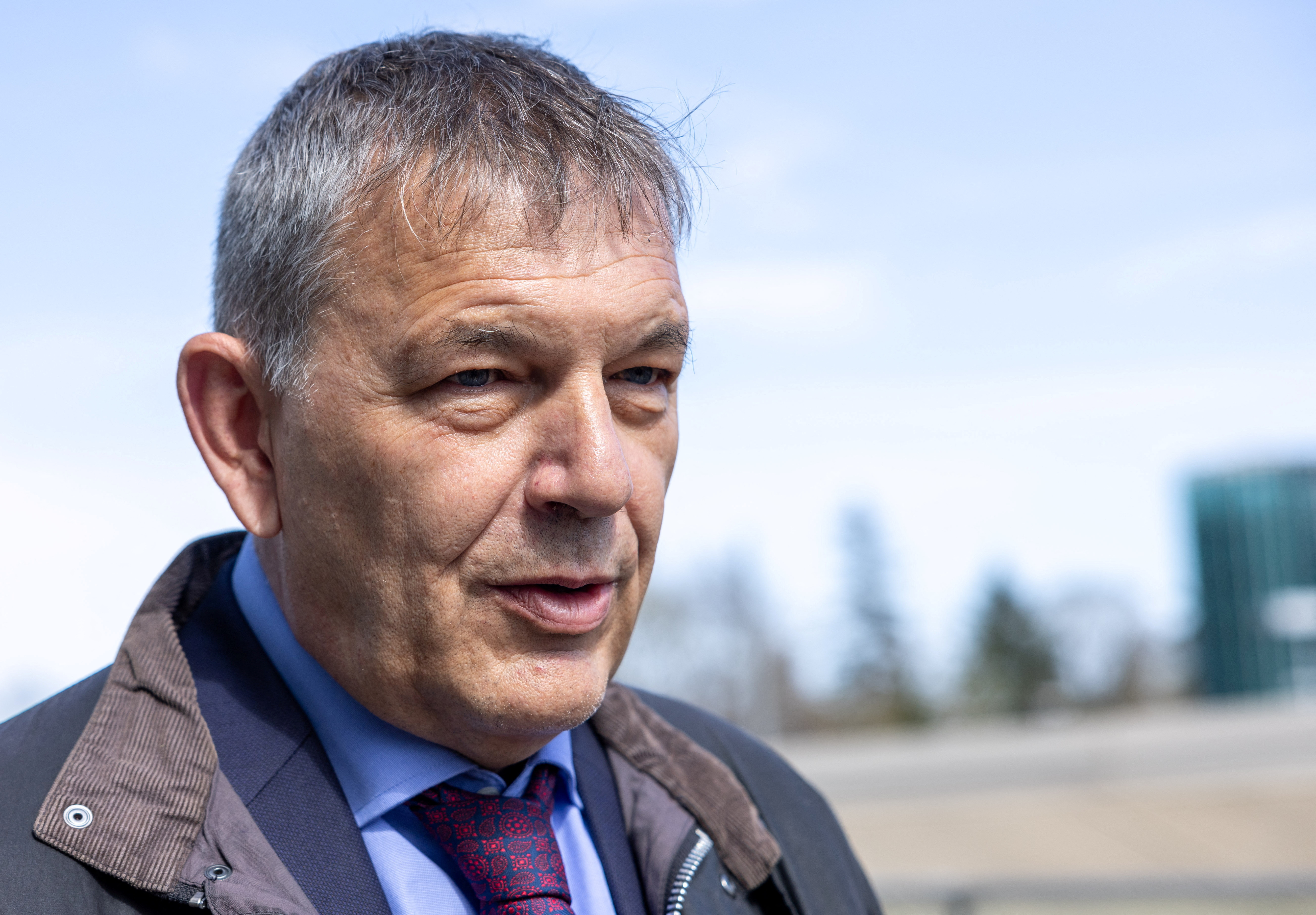 Lazzarini, head of the UNRWA reacts after his meeting with Swiss parliament members in Geneva