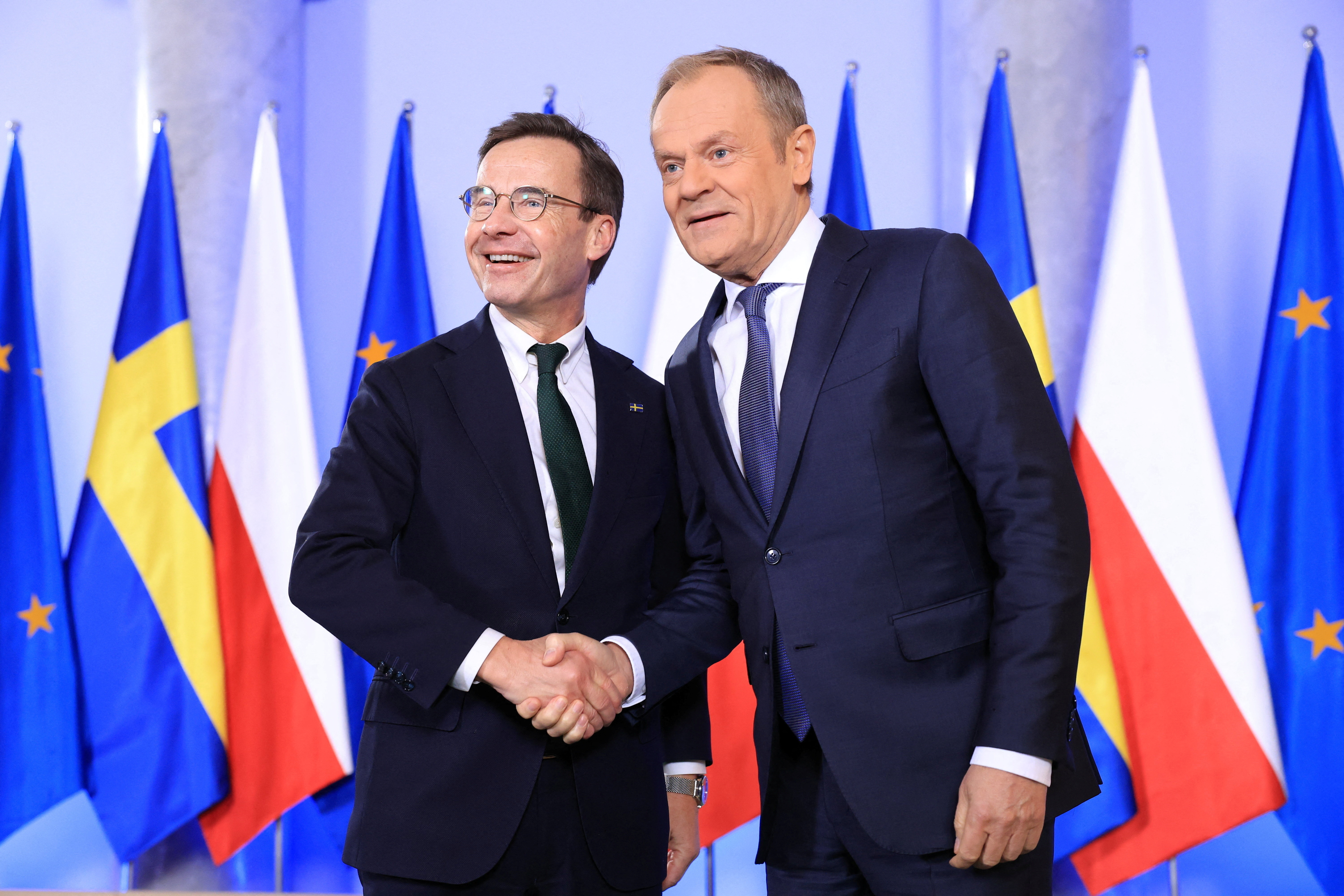 Polish Prime Minister Donald Tusk meets with his Swedish counterpart Ulf Kristersson in Warsaw