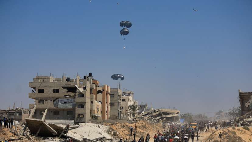 Humanitarian aid is airdropped over Gaza
