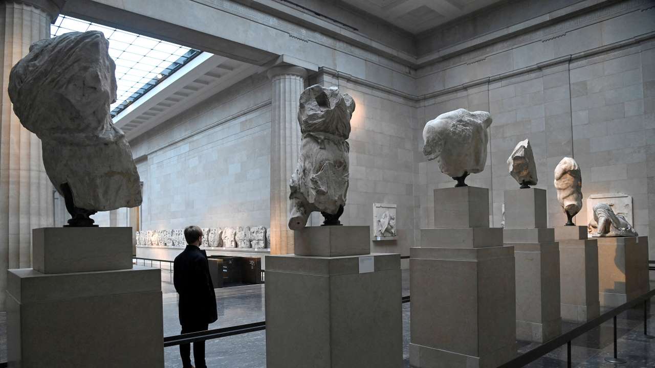 FILE PHOTO: Parthenon sculptures on display at the British Museum in London