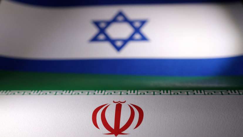 Illustration shows Israeli and Iranian flags