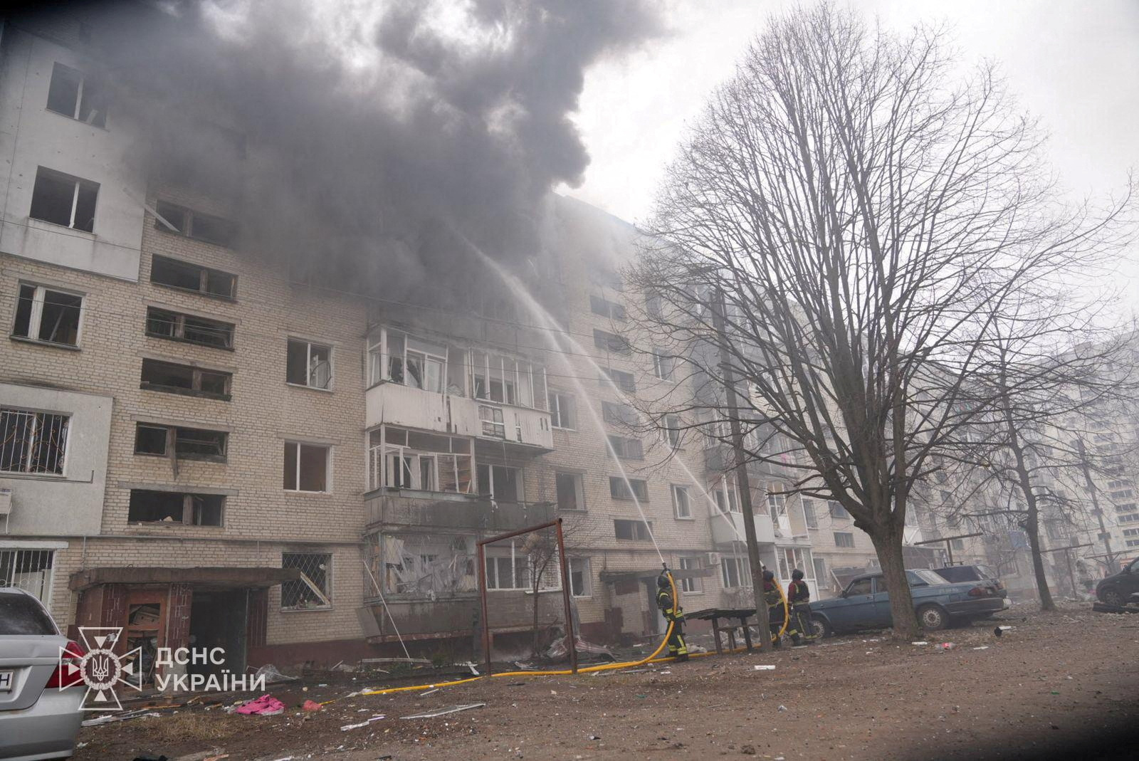 Aftermath of a Russian drone attack in Sumy