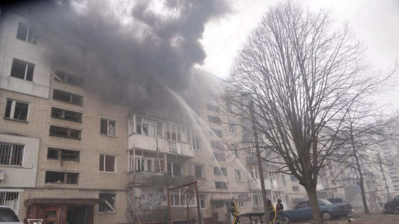 Aftermath of a Russian drone attack in Sumy