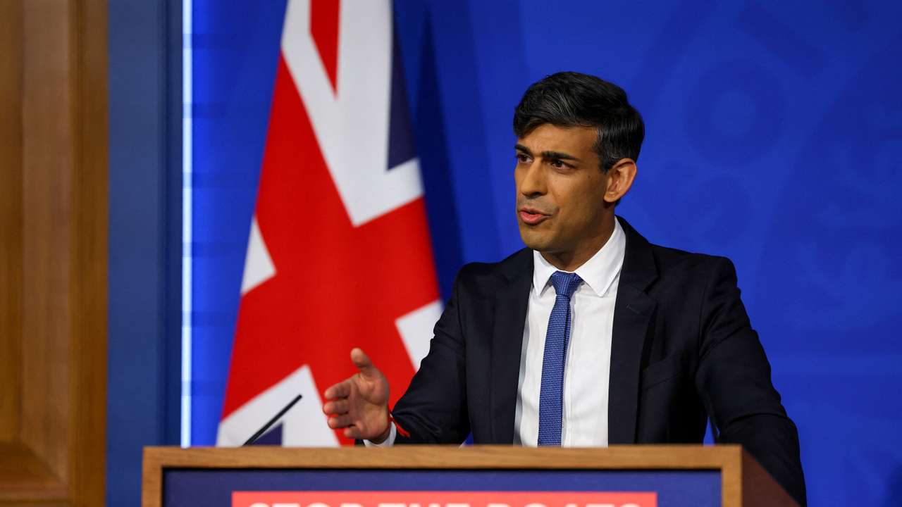 British PM Sunak hosts a press conference at Downing Street in London