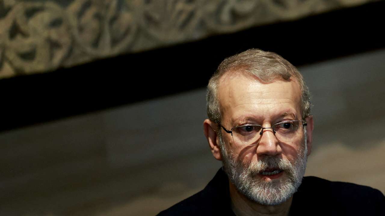 FILE PHOTO: Ali Larijani, former chairman of the parliament of Iran meets with Lebanese Parliament Speaker Nabih Berri in Beirut