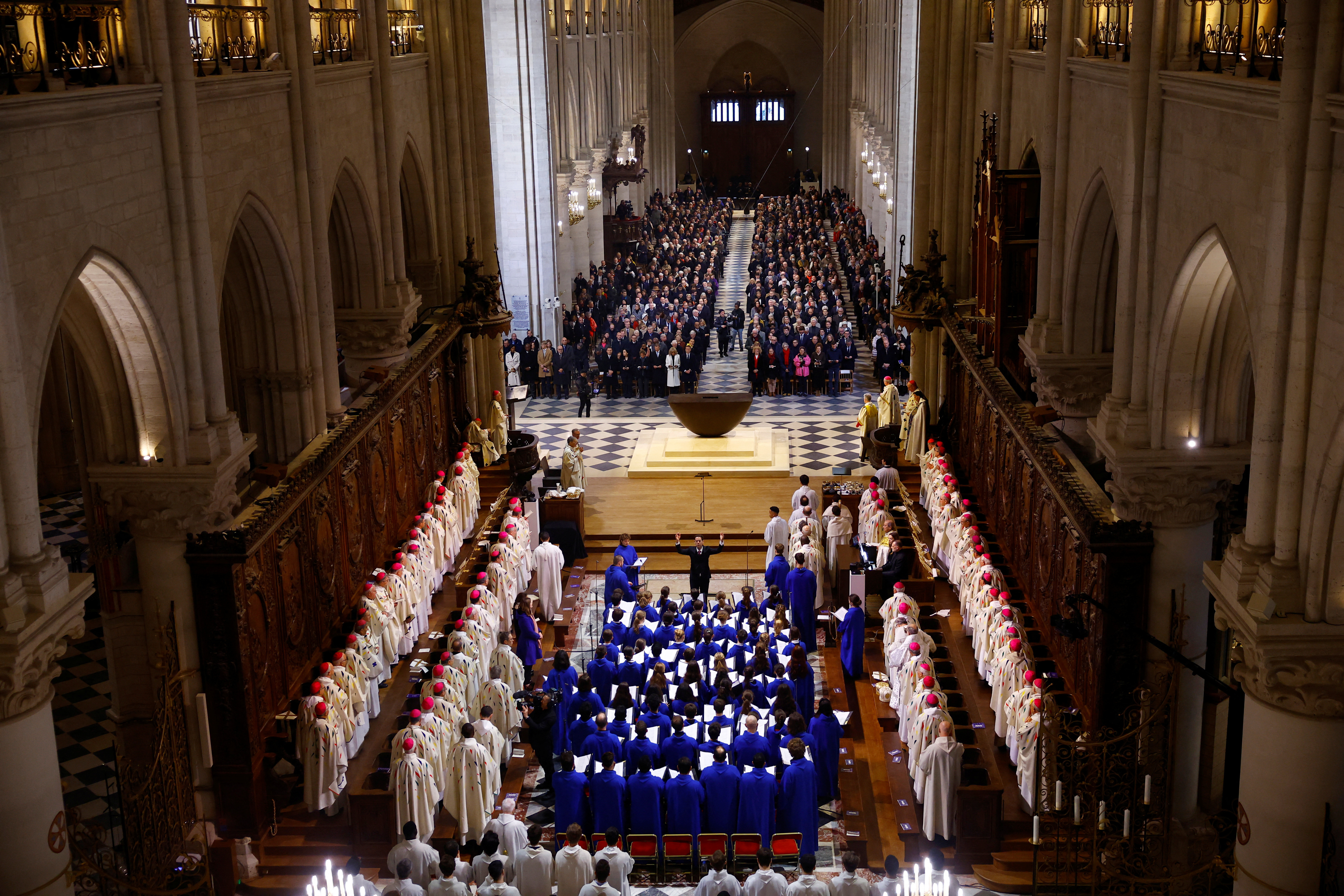 First mass in the restored Paris Notre-Dame Cathedral, five and a half years after a devastating fire