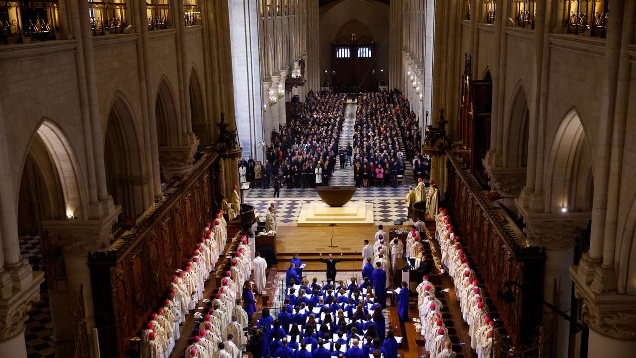 First mass in the restored Paris Notre-Dame Cathedral, five and a half years after a devastating fire
