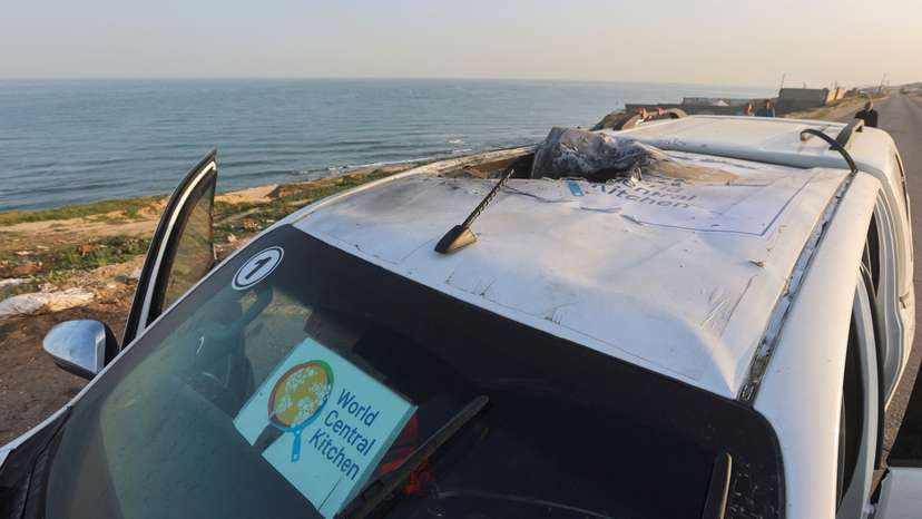 Site of a strike on WCK vehicle in central Gaza Strip