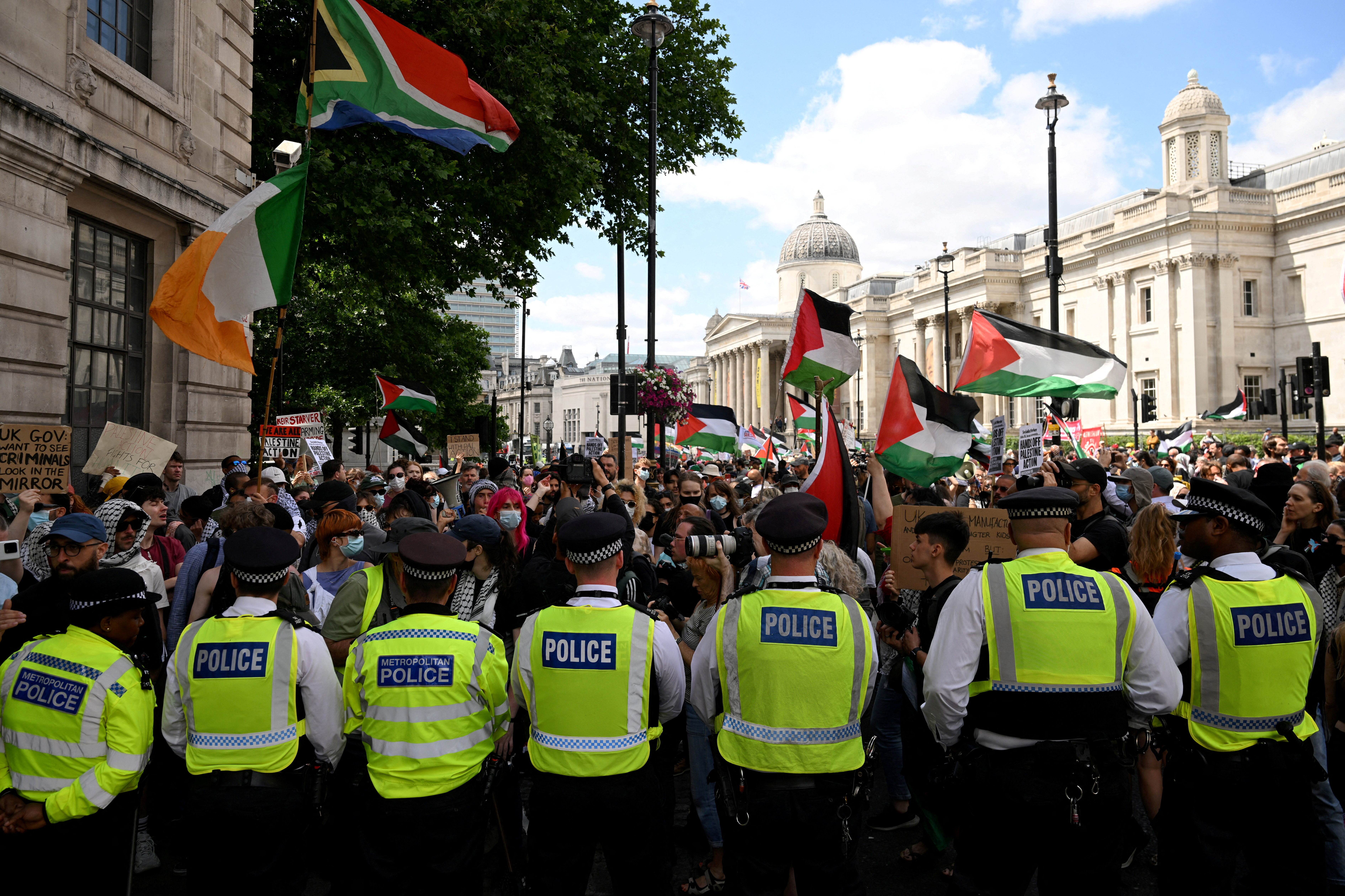 FILE PHOTO: Protest against Britain's Home Secretary Cooper's plans to proscribe the "Palestine Action" group in the coming weeks, in London