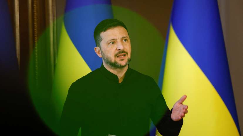 Ukraine's President Zelenskiy holds a press conference in Kyiv
