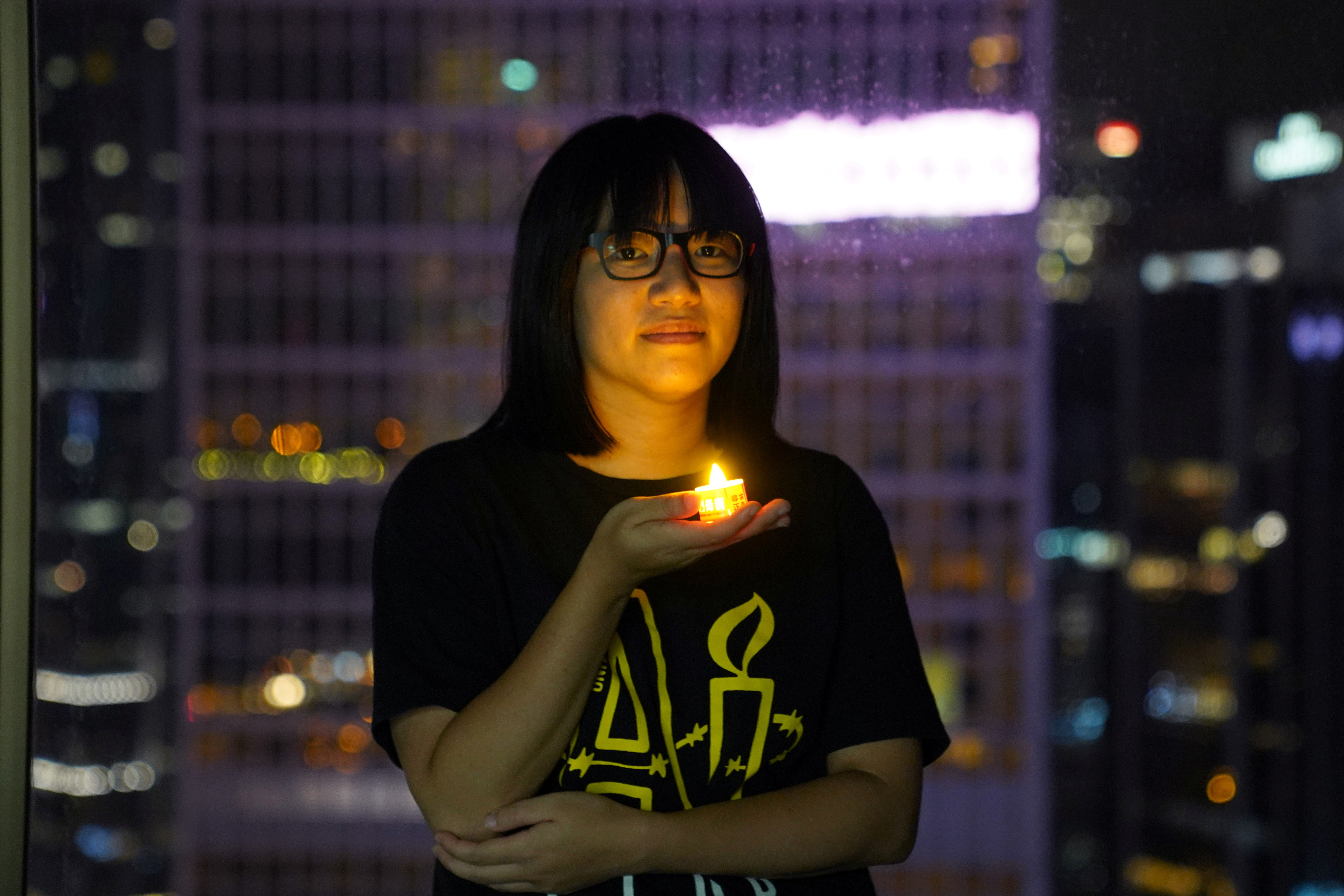 FILE PHOTO: 32nd anniversary of the crackdown on pro-democracy demonstrators at Beijing's Tiananmen Square in 1989, in Hong Kong