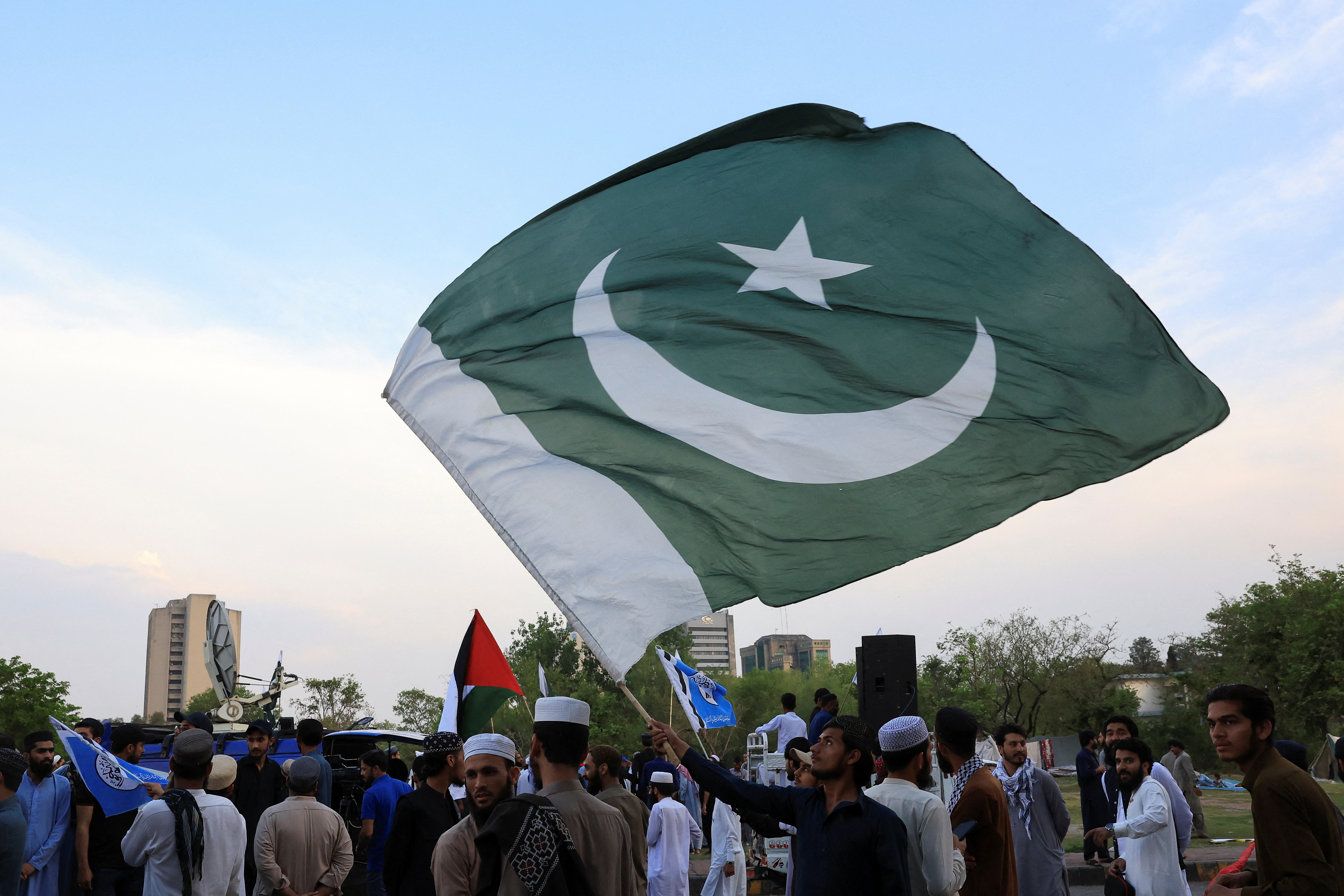 People gather in support of Pakistan Army, day after the ceasefire announcement between India and Pakistan, in Islamabad