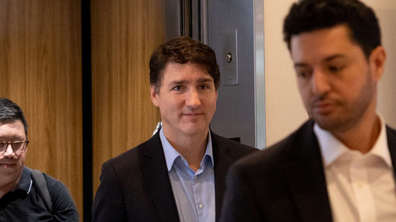 Canada's Prime Minister Trudeau leaves a hotel in West Palm Beach, after last night's meeting with U.S. President-elect Trump
