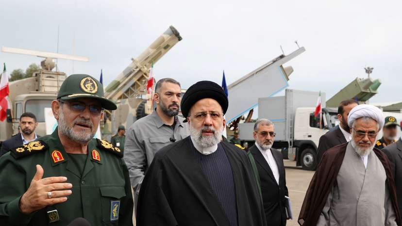 Iranian President Ebrahim Raisi visits the military equipment of IRGC Navy in Bandar Abbas