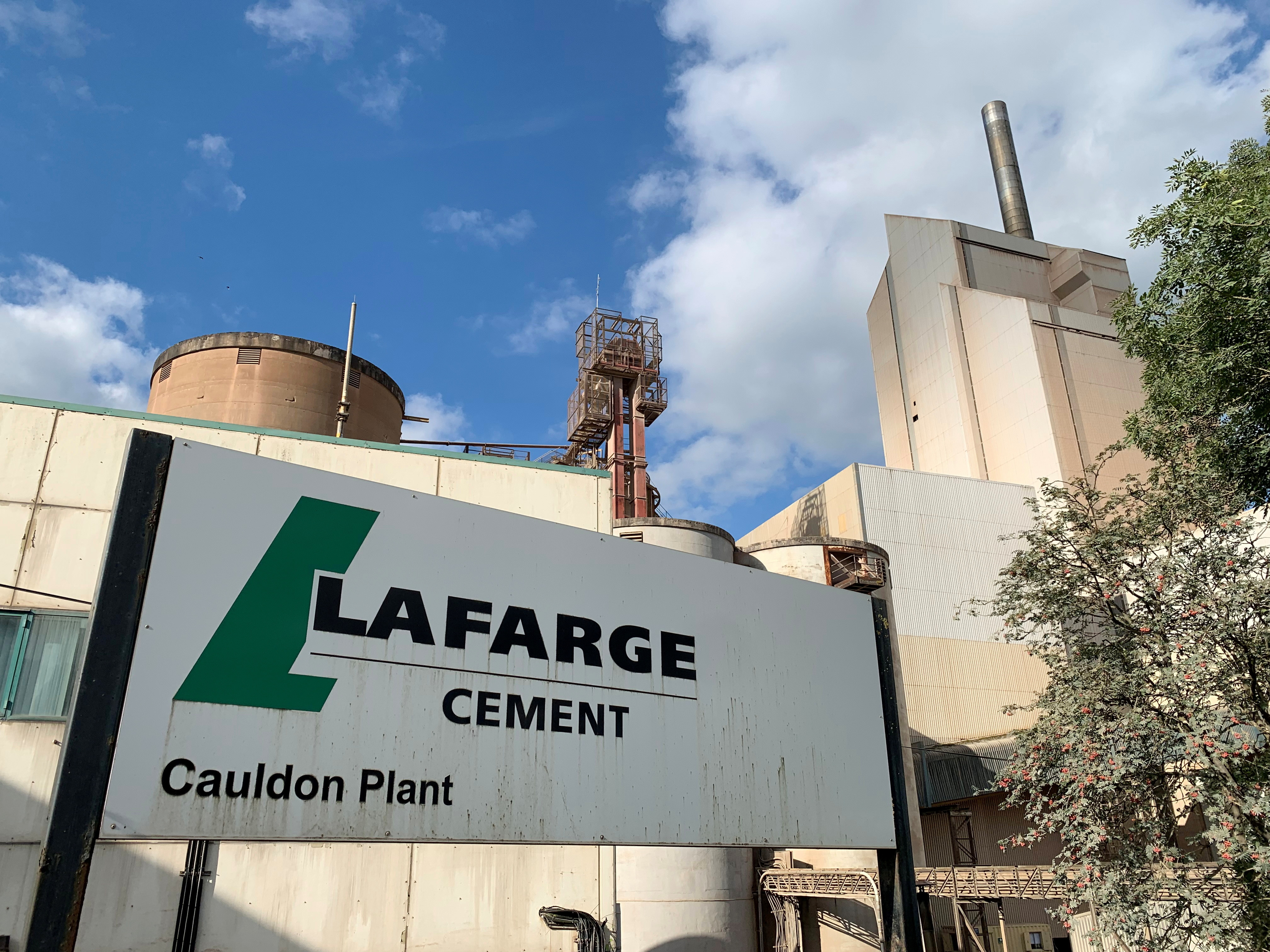 An exterior view of the Lafarge Cement plant, owned by LafargeHolcim, in the central England village of Cauldon, Britain