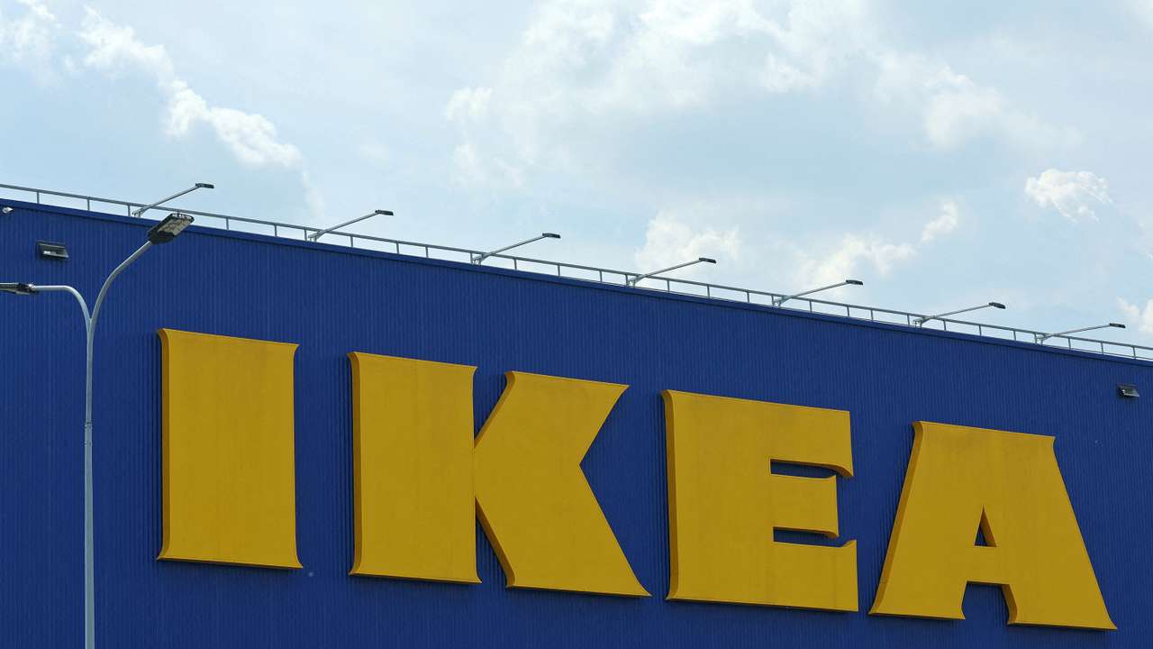 FILE PHOTO: A view shows the logo of IKEA on a closed store in Kotelniki