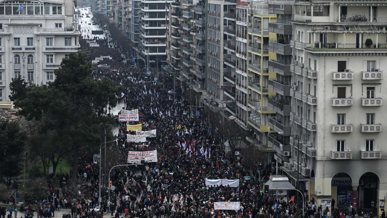 Protests marking a year from Greece’s deadliest train crash in Thessaloniki