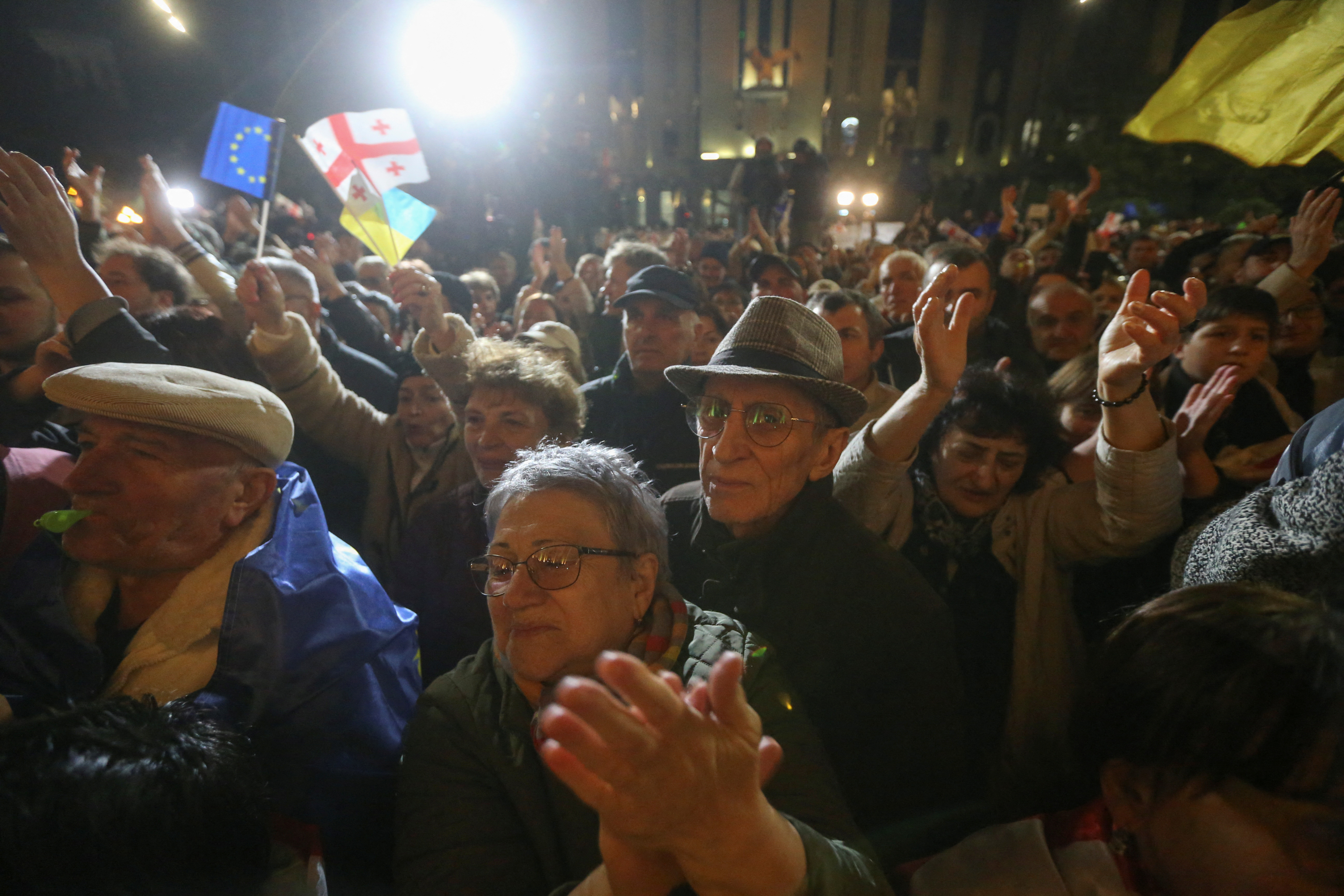 Protesters gather outside Georgian parliament after disputed election