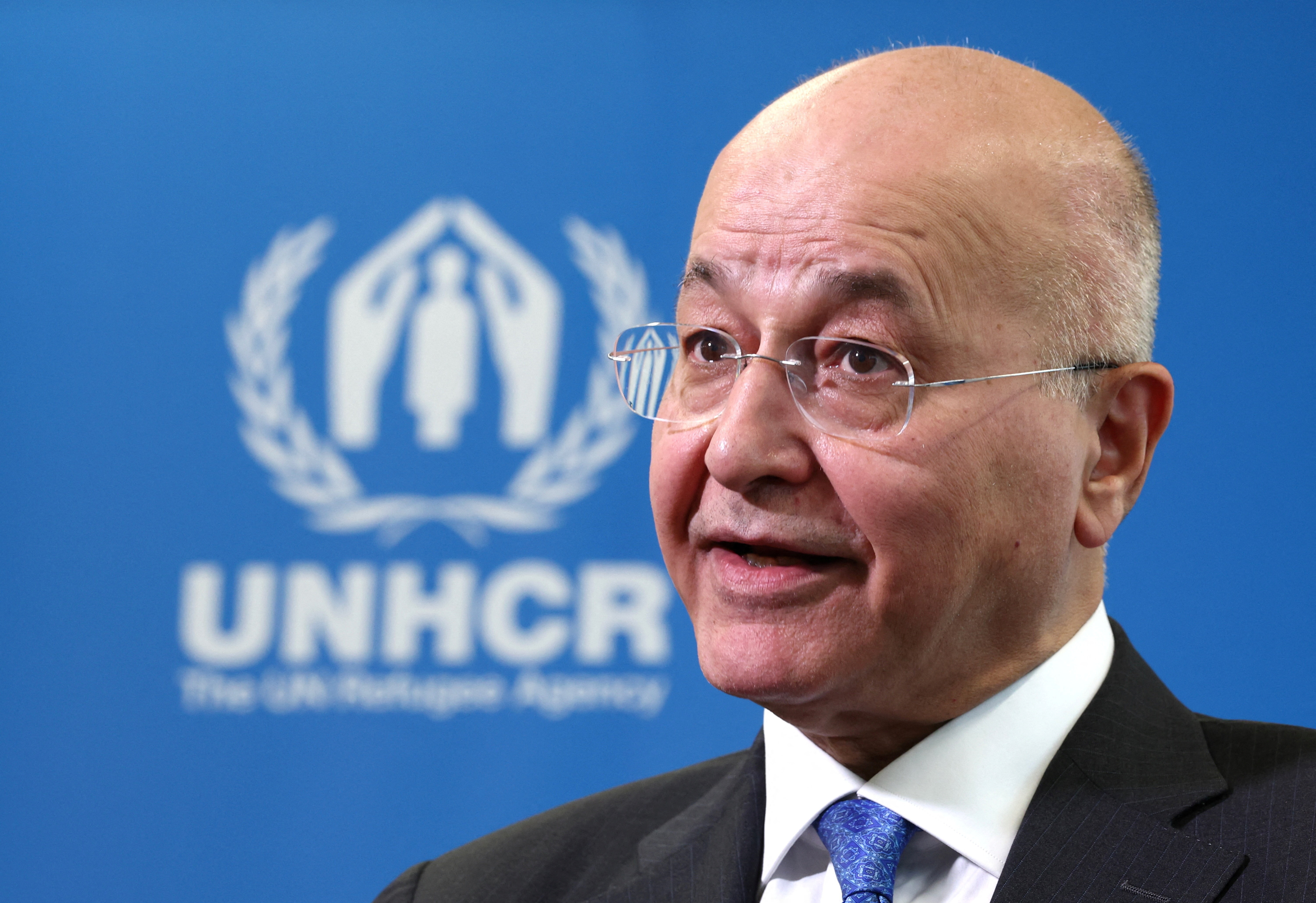 UN High Commissioner for Refugees Barham Salih attends interview with Reuters in Brussels