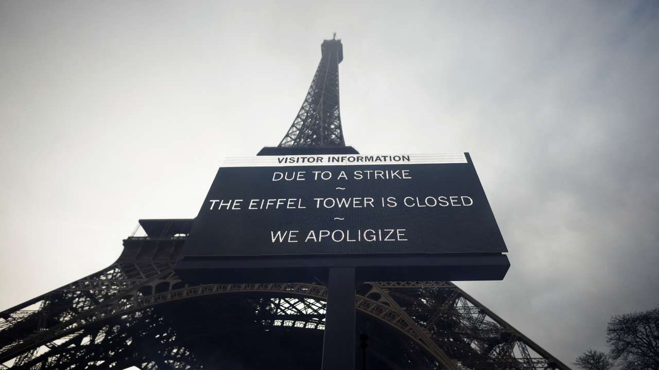 Eiffel Tower shut due to workers' strike