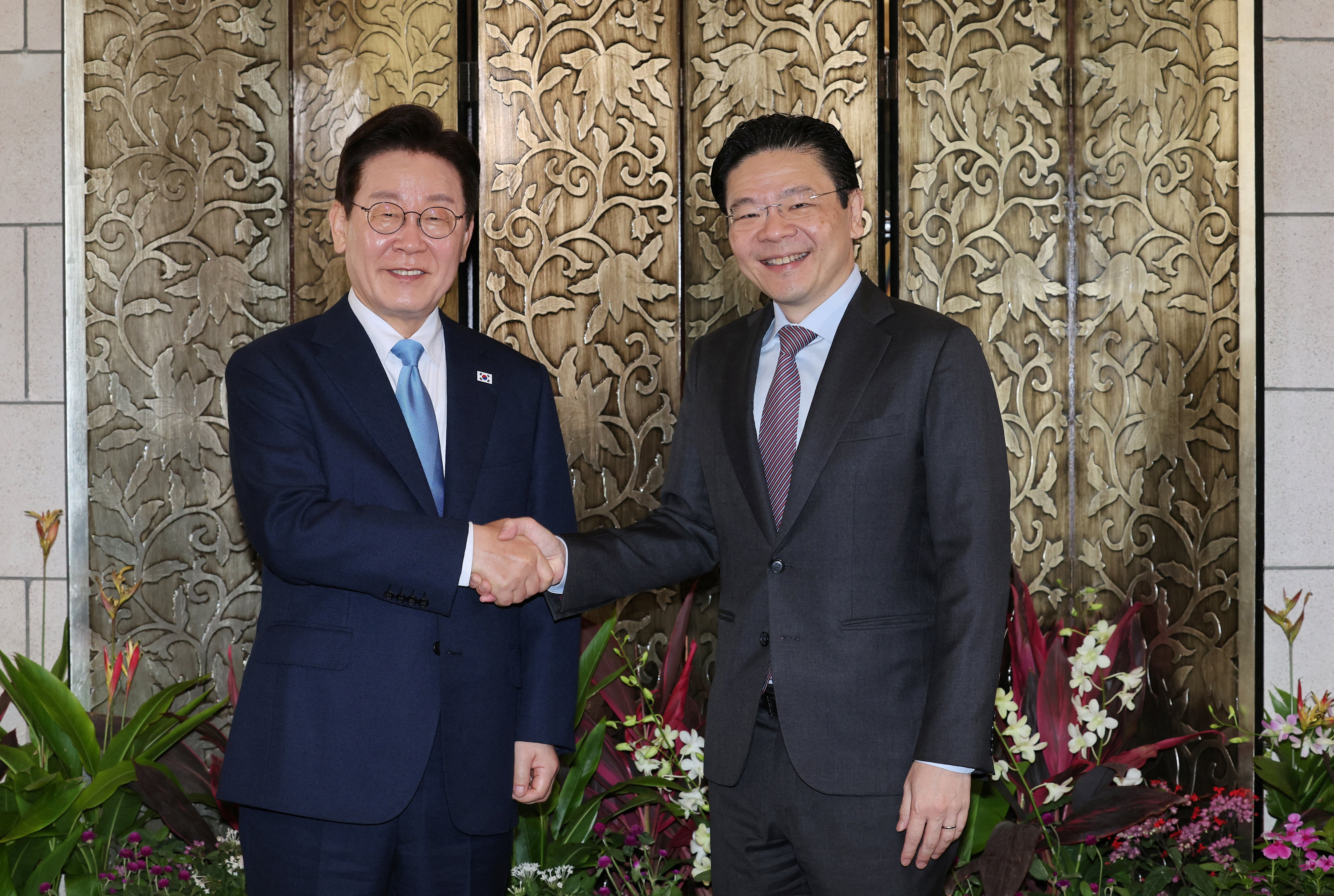 South Korea’s President Lee Jae Myung meets with Singapore’s Prime Minister Lawrence Wong at the Ministry of Foreign Affairs, in Singapore