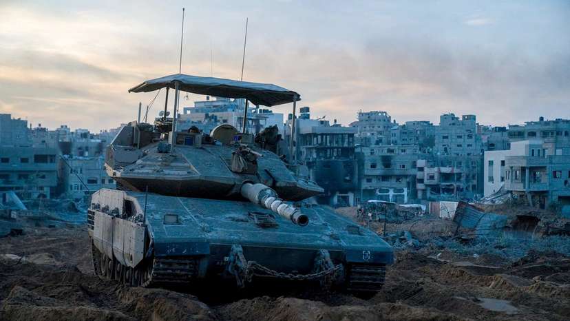 Israeli soldiers operate in a location given as Gaza amid the ongoing conflict between Israel and the Palestinian Islamist group Hamas