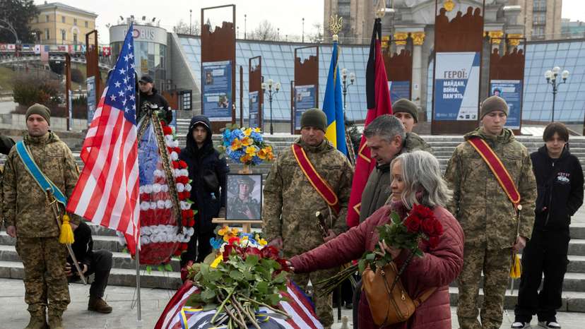 Memorial for fallen U.S. Marine Corps veteran and volunteer combat medic fighting with the Ukrainian army in Kyiv