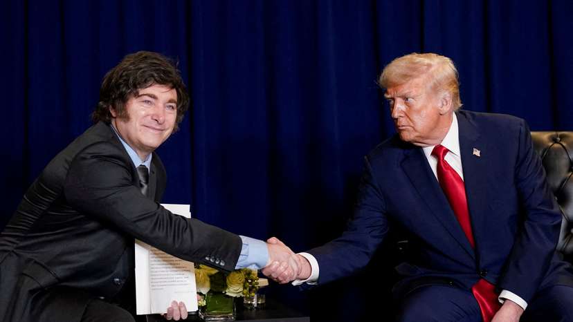 FILE PHOTO: U.S. President Trump meets with Argentina's President Milei during the 80th United Nations General Assembly, in New York City