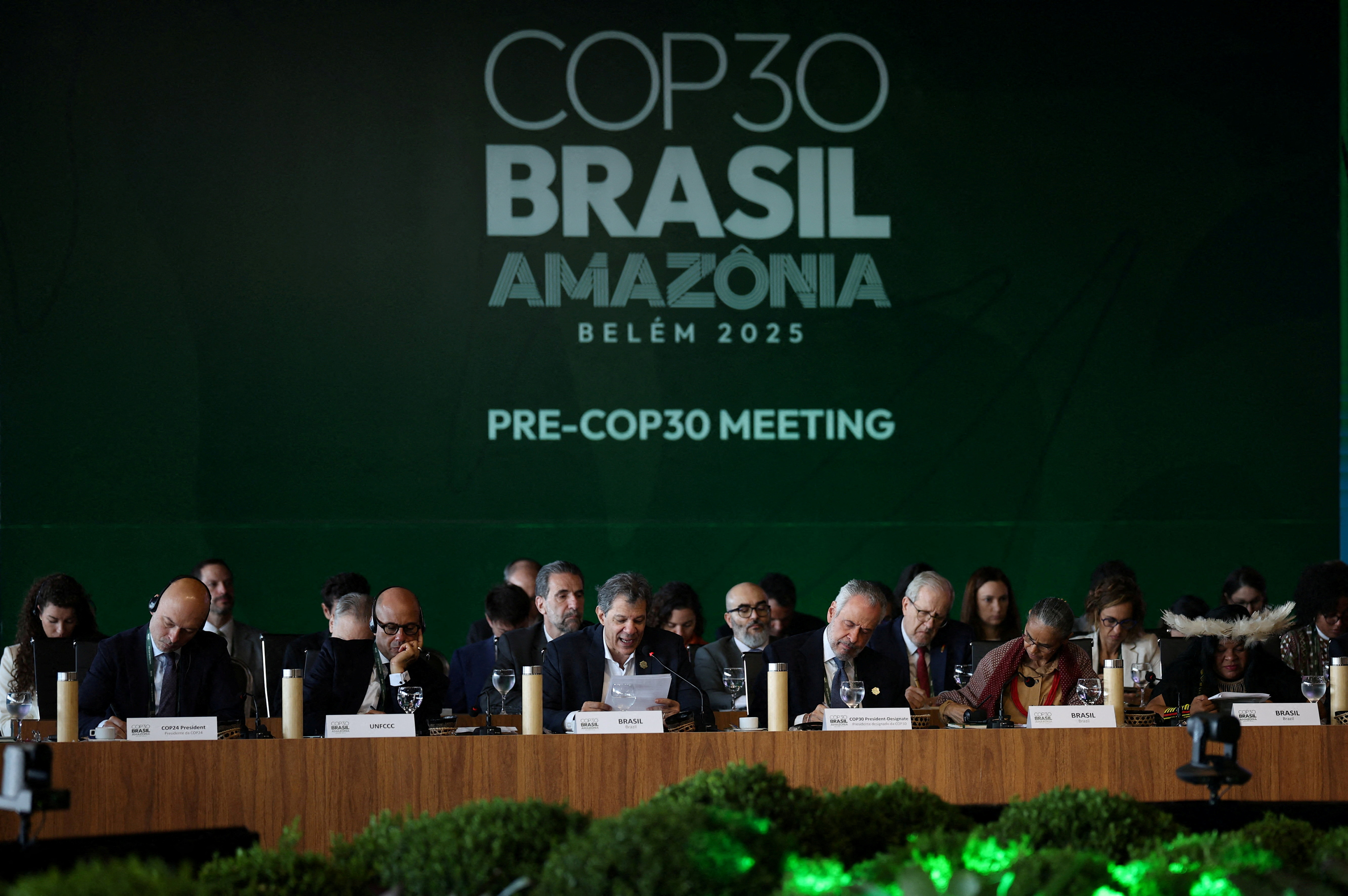 FILE PHOTO: Climate negotiators attend the ministerial preparatory meeting (Pre-COP30), ahead of the COP 30 Climate Summit, in Brasilia