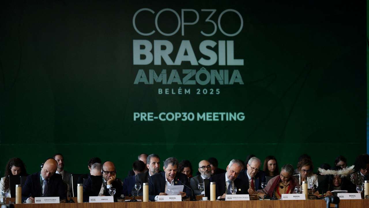 FILE PHOTO: Climate negotiators attend the ministerial preparatory meeting (Pre-COP30), ahead of the COP 30 Climate Summit, in Brasilia