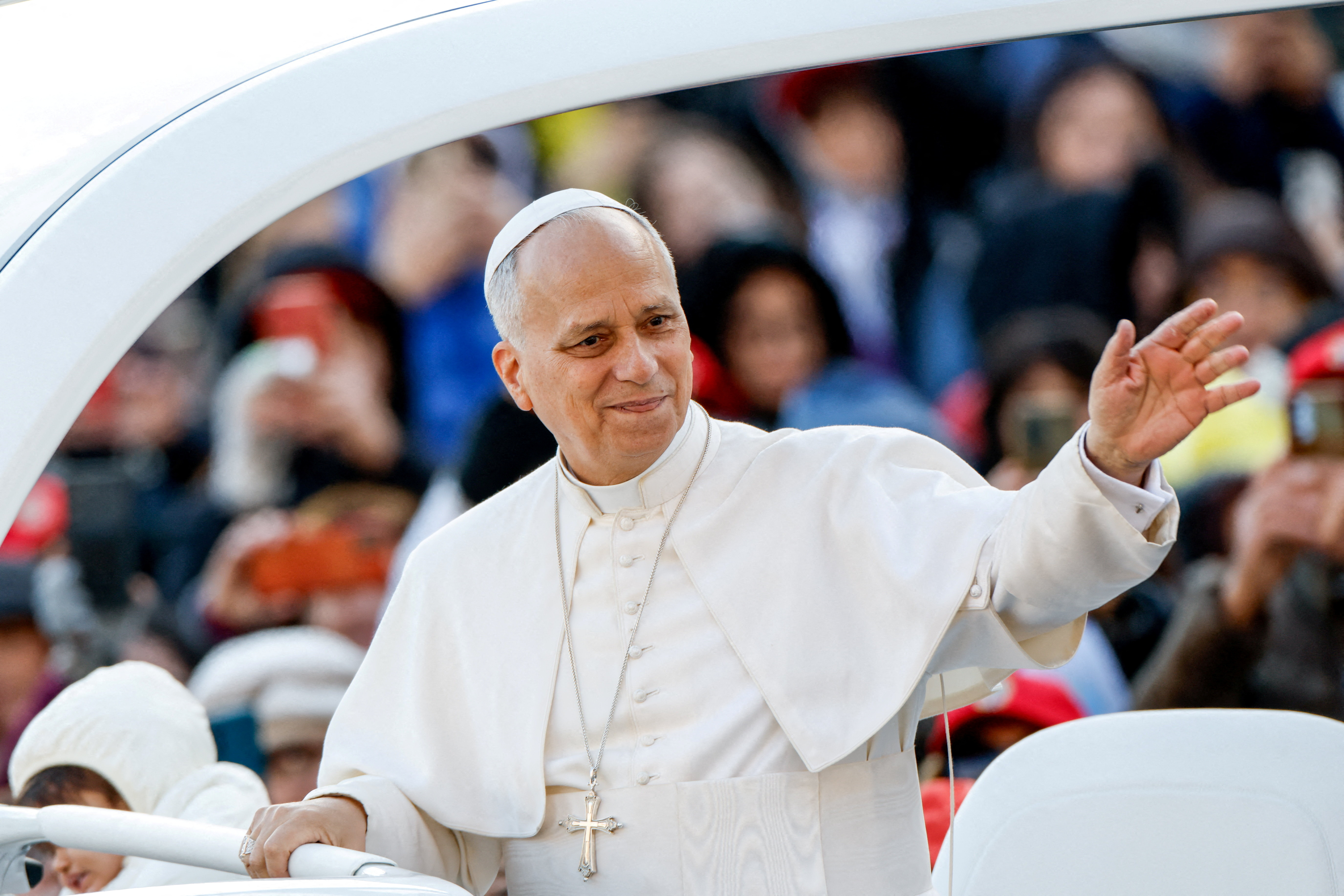 FILE PHOTO: Pope Leo XIV holds a general audience in Saint Peter's Square at the Vatican