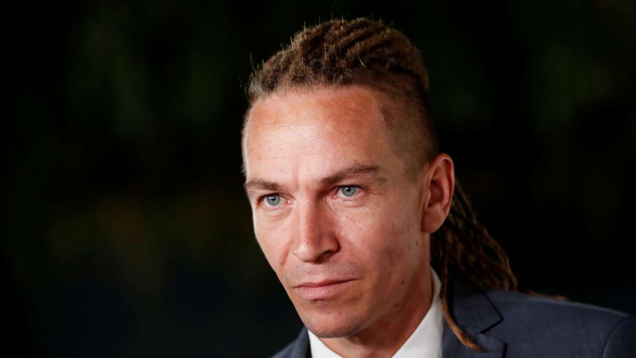 Leaders of political parties arrive at a televised debate in Prague