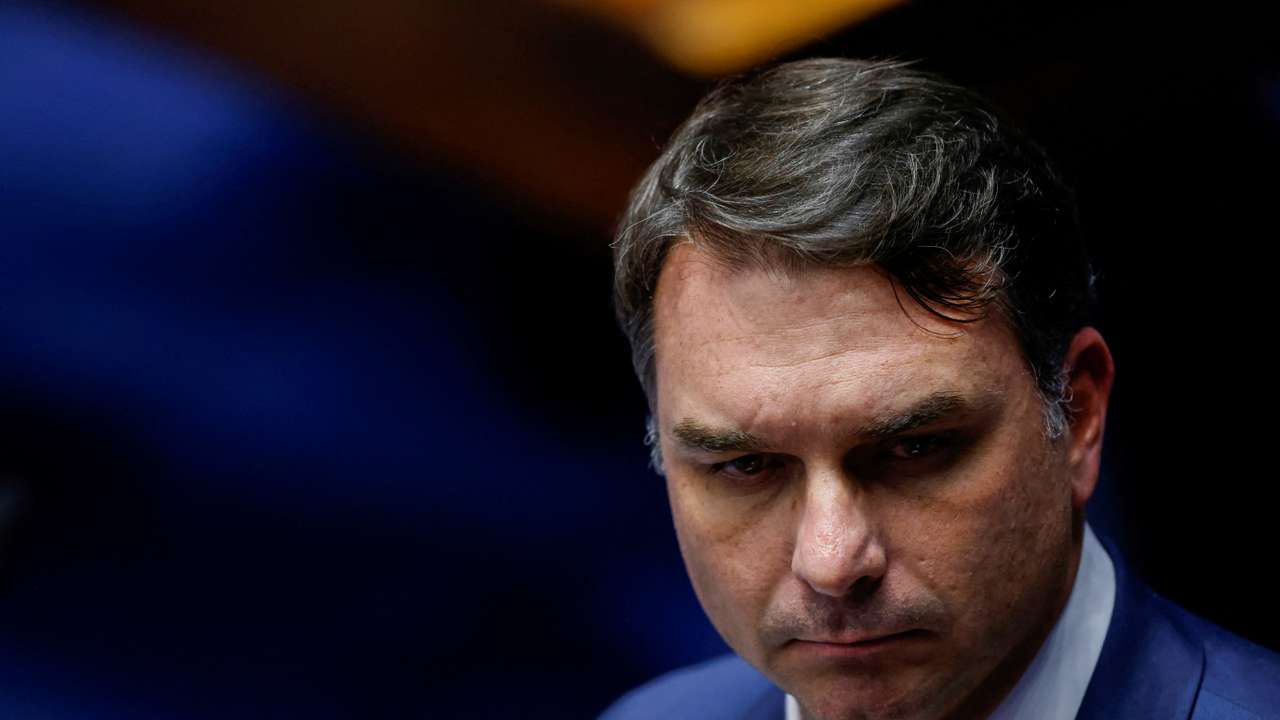 Brazilian senator Flavio Bolsonaro attends a session of the Federal Senate in Brasilia