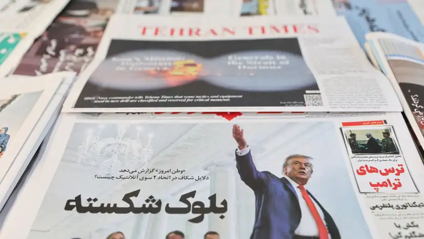 FILE PHOTO: An Iranian newspaper with a cover photo of U.S. President Donald Trump, in Tehran