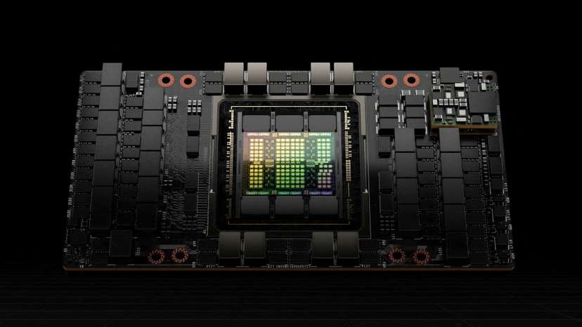 H100, Nvidia's GPU is seen in this photo in Santa Clara