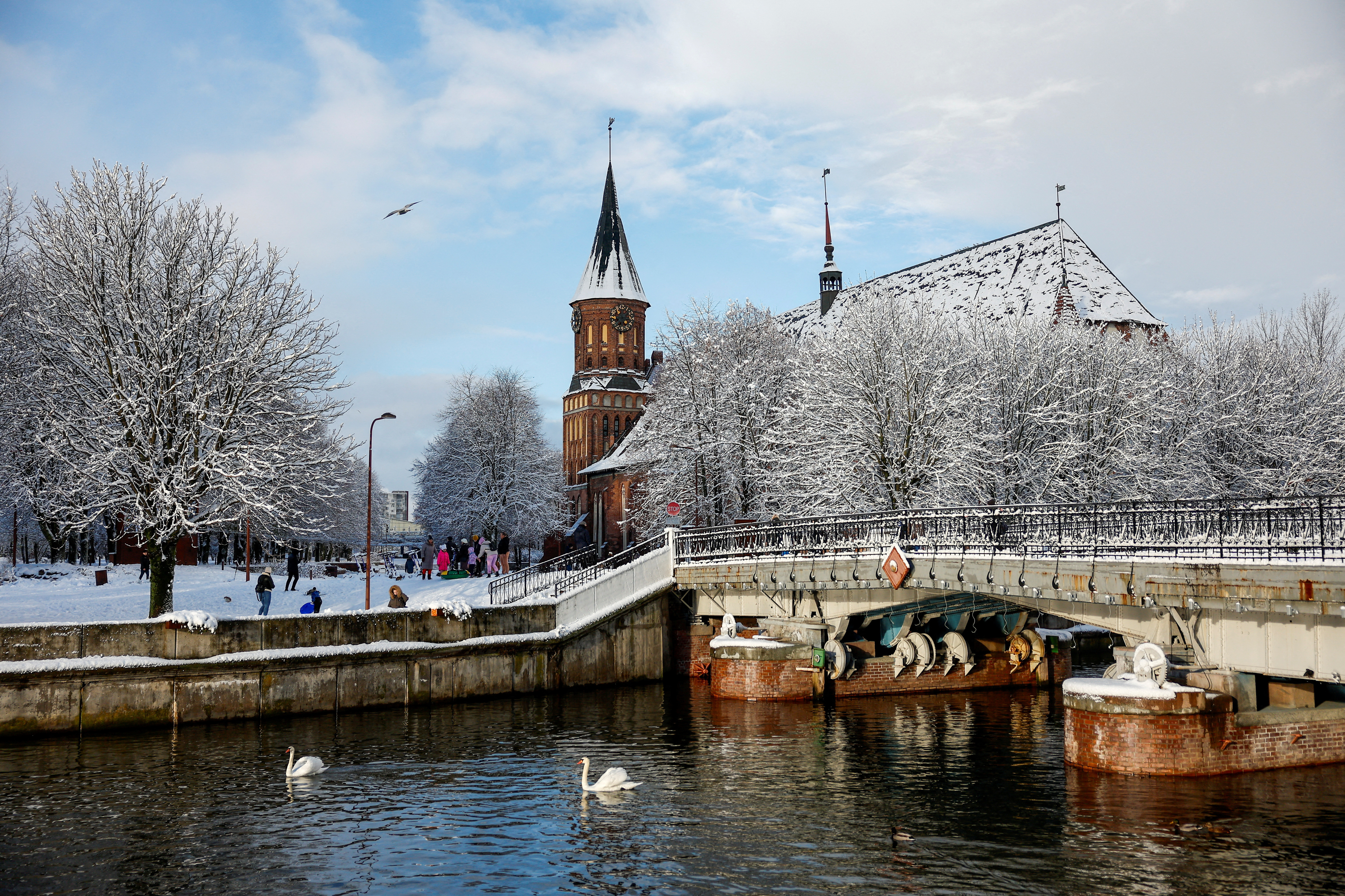 A general view shows the Cathedral which houses the tomb and museum of German philosopher Immanuel Kant in Kaliningrad