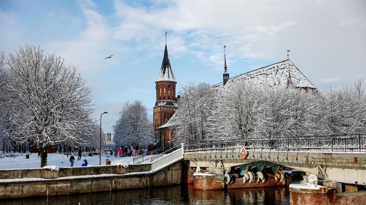 A general view shows the Cathedral which houses the tomb and museum of German philosopher Immanuel Kant in Kaliningrad