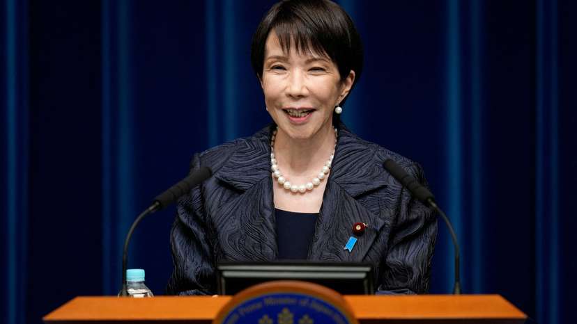 Japan's new PM Takaichi speaks during a press conference in Tokyo