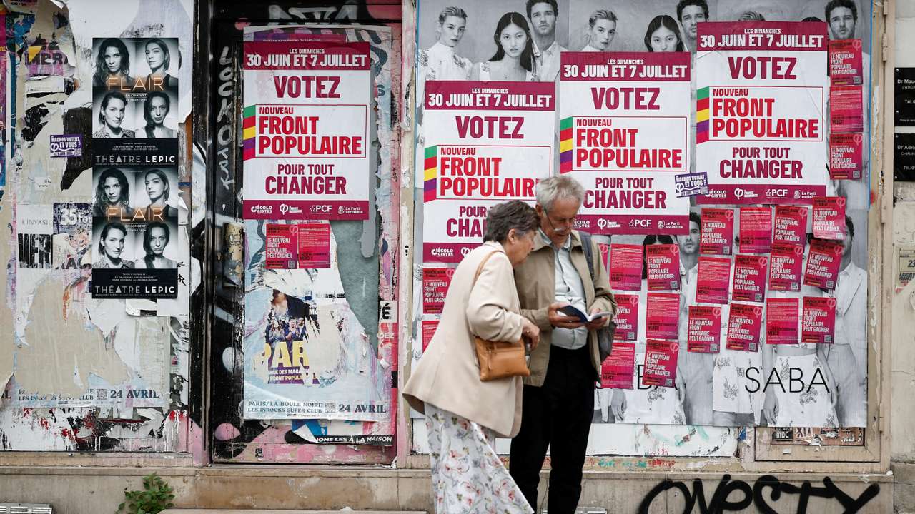 Election boards are seen ahead of the French parliamentary elections